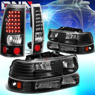 FARO PARACHOQUES ÁMBAR NEGRO + LENTE TRANSPARENTE LED LUZ TRASERA AJUSTE 99-02 CHEVY SILVERADO Foto 1 de 4