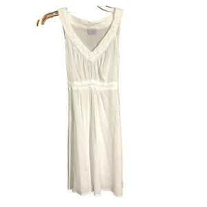 Oasis Womens Bright White Cotton Gauze Unlined Sleeveless Summer Dress 10/36 - Picture 1 of 5