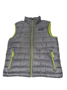 PATAGONIA Kids Down Sweater Vest Boys Youth Feather Gray Green Size Medium 10 - Picture 1 of 9
