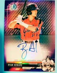 RYAN HOWARD 2017 BOWMAN CHROME AUTO PURPLE REFRACTOR CARD SP# 184/250 - GIANTS - Picture 1 of 3