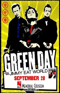 Green Day Jimmy Eat World, póster de concierto enmarcado, Memorial Coliseum - Imagen 1 de 2