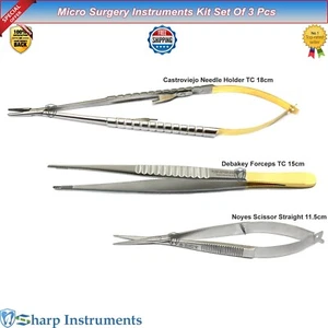 Dental Micro Surgery Instruments Kit Noyes Scissor Debakey Forceps Needle Holder - Bild 1 von 5