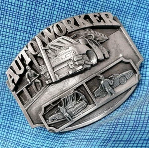 Auto Worker Belt Buckle Keep The World Moving Vintage 1990 Siskiyou .XTT593 - Picture 1 of 8