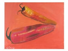 Abstract Acrylic Chili Pepper Still Life Painting On 11x14 Canvas Free Shippng