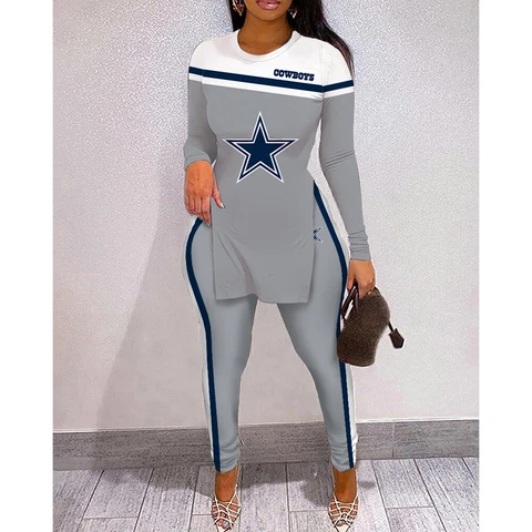 Dallas Cowboys 2PCS Women High Slit T Shirts High Waist Leggings Yoga Pants Gift Cover