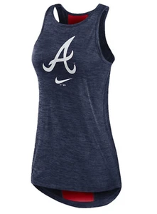 Nike Women's Atlanta Braves Right Mix High Neck Racerback Tank Top Midnight Blue - Picture 1 of 2