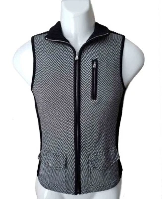 Nuevo con etiquetas Chaleco Lauren Ralph Lauren Algodón Espiga Cremallera Frontal Gris Negro Talla XS Foto 1 de 2