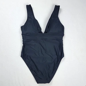 Quince Italian Plunge One-Piece Swimsuit Women's Large Black Swimwear - Picture 1 of 7