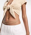 Asos Design Pack Of 2 Belly Chain With Disk And Twist Chain In Gold Tone S M
