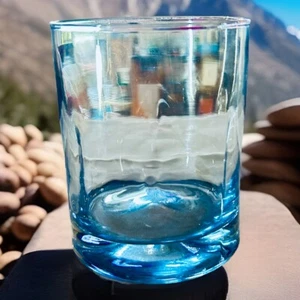 Vintage Libbey Ice Blue Crisa Pinched Thumbprint Indent Impressions 4” Tumbler - Picture 1 of 10