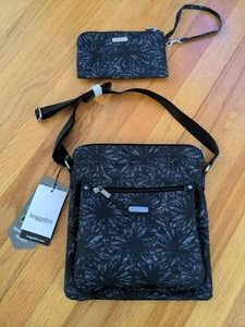 Baggallini Go Bagg Onyx Floral Adjustable Crossbody Purse & Wristlet Set NWT - Picture 1 of 7