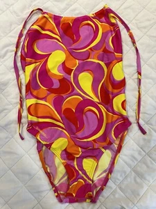 RARE Vintage 90’s Speedo Girls Size 14 Lycra One piece Orange Red Swimsuit F - Picture 1 of 6