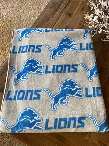 Detroit Lions Grey/blue Fleece Fabric/blanket NEW Cover