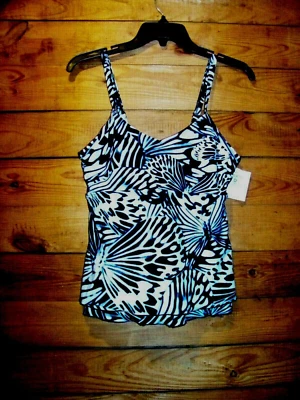 New Croft & Barrow Women Black and White Tankini Top Size 6 Underwire D-Cup NWT! - Image 1 of 2
