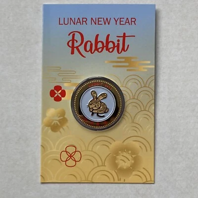 Medallón Conejo Año Nuevo Lunar 2011 en tarjeta por Australia Post RARO Foto 1 de 2