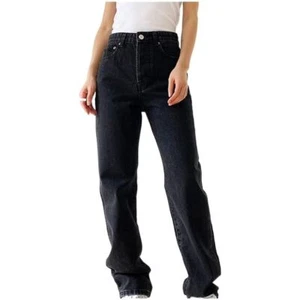 Red Stripe - High Comfort Womens Boyfriend Jeans Black - Picture 1 of 8