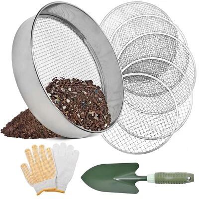 Erdsieb Garten Metall 30 cm 5 Maschen grob fein für Stein Sand Hand Kompost Sieb - Bild 1 von 4