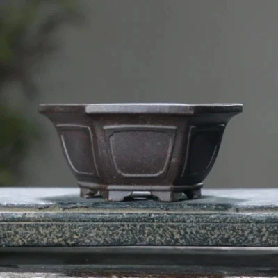 Ceramic Purple Sand Classical Hexagon Bonsai Vase Tradition Chinese Decoration - Image 1 of 4