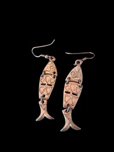 Skurrile Fisch Draht Ohrringe goldfarben Netz - Bild 1 von 2