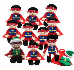 10 Christmas Superhero Dress Up Elf With Cape Plush Teddy Soft Toy Gift Job Lot - Picture 1 of 4
