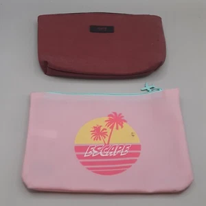 2 x Ipsy Glam Makeup Cosmetic Bag Set Pink Floral Spring Bat Purple - Picture 1 of 8