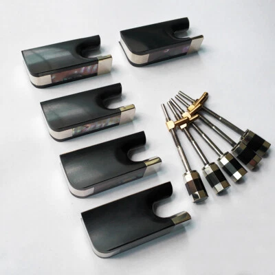 5x 4/4 Viola Bow Ebony Frog Abalone Slide Button Screw Eyelet Parisan Eye Parts - Image 1 of 3