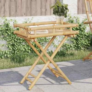 Folding Tray Table Natural Bamboo Bamboo Small Foldable vidaXL - Picture 1 of 10
