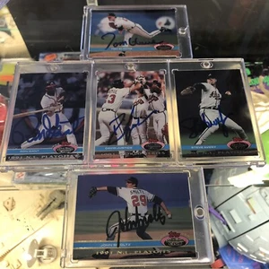91 STADIUM CLUB VTG CARD SIGNED Baseball Card LOT ATLANTA BRAVES Glavine Smoltz - Picture 1 of 7