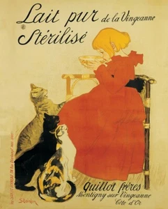 Lait Pur de la Vingeanne Sterilise by Steinlen Young Girl with Cats Poster 16x20 - Picture 1 of 1