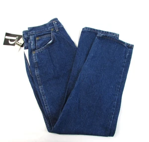 Chic Vintage Blue Jean Pants Size 12 Petite High Waisted Straight Leg Button NEW - Picture 1 of 15