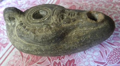 Lampe à Huile ancienne Terre Cuite Tête de Déesse ISIS Egypte Rome haute époque - Photo 1/4