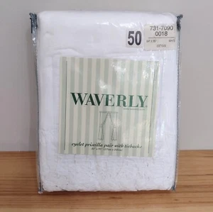 Waverly Eyelets Priscilla Pair With Tiebacks 84 X 95 Caroline White Curtains - Picture 1 of 4