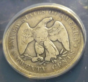 1875S(GRADED)20 Cent(RARE 1155K MINT)(ANACS)(NICE TONE)LIB SEATED SILVER- BEAUTY - Picture 1 of 5