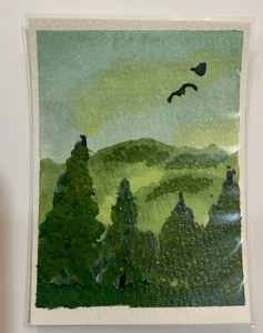 ACEO “Forest & Foothill” Acrylic Watercolor Original Art Card Nellis 2.5” X 3.5” - Picture 1 of 2