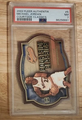 Fleer Authentix MICHAEL JORDAN 2002-03 Courtside Classics troquelado #5 -- PSA 7 casi nuevo Foto 1 de 2