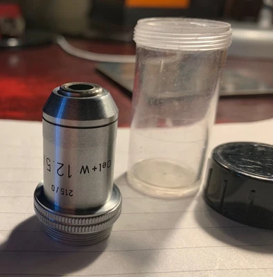 Clean Vintage Leitz Microscope Objective Lens Marked - 12.5/0.25 P - Oel W 215/0 - Image 1 of 4