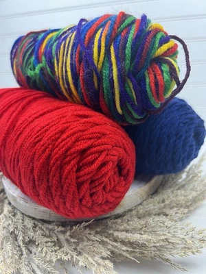 Yarn Grab Bag Mixture 14.40 OZ Variety Red Heart Super Saved Mexicana Blue Red - Image 1 of 4