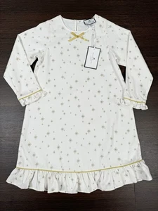 Petite Plume Dress Nightgown Longsleeve White Gold Stars - Girls 4 - NEW - Picture 1 of 14