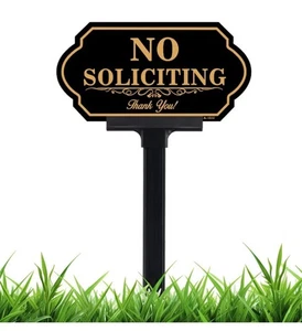 Cartello No Soliciting per Casa con Palo - Alluminio Spessore 50 Mil - 5X10 Pollici/37 - Foto 1 di 2