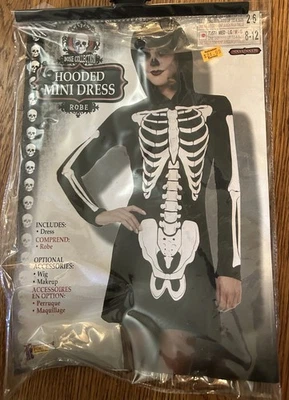 Sexy Mini Vestido Spirit Halloween Esqueleto Con Capucha Negro Adulto Talla M/L 8-12  Foto 1 de 3