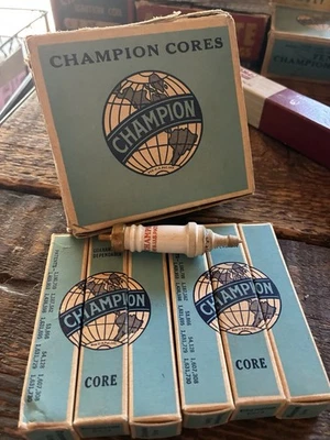 6 + 1 Champion Type S replaces C 4 spark plugs original boxes 1932 model A B - Image 1 of 4