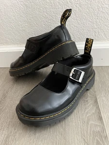 Dr. Martens MJ Bex Shoes Black Leather Mary Jane Dress Boots Girls Size 2 US - Picture 1 of 20