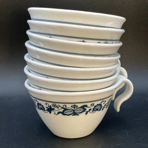 Vintage Corning Corelle Blue Flower Floral Cup Set of 7 Hook Handle - Picture 1 of 6