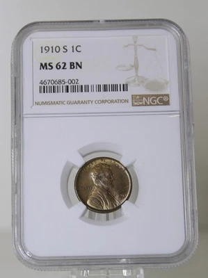 1910-S Lincoln Cent PCGS MS62BN - Image 1 of 2