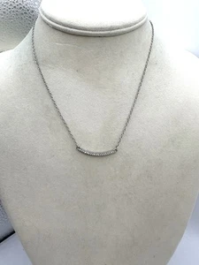 Silver Tone Pave Crystal Curved Bar Choker Style Necklace 20 Inches Adj. Loft - Picture 1 of 5