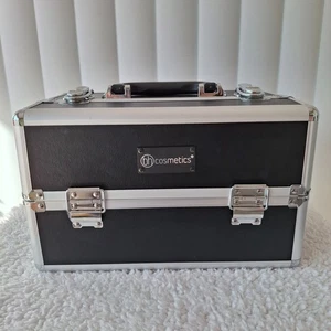 BH Cosmetics Make-up Zug Etui schwarz silber Griff erweiterbare Tabletts Schloss & Schlüssel - Bild 1 von 7