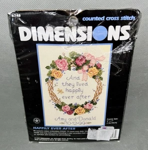 DIMENSIONS Counted Cross Stitch Kit #6743 HAPPILY EVER AFTER 5x7” New *No Needle - Picture 1 of 4