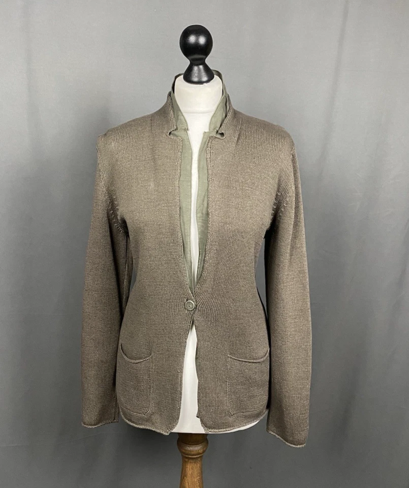 Chaqueta Blazer Brunello Cucinelli Para Mujer Caqui Verde Tejida 1 Botón Talla M-L Foto 1 de 4