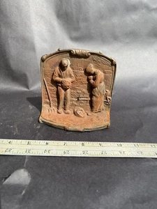 Antique FARMERS ANGELUS PRAYER Vintage HUBLEY Cast Iron  Bookend Doorstop - Picture 1 of 1