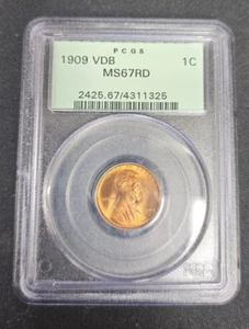 1909 VDB Lincoln Cent 1C PCGS MS 67 RD Vintage Holder - Picture 1 of 2